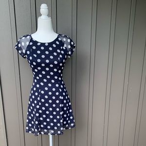 Navy and White Polka Dot Mini